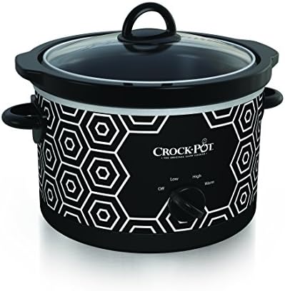 Crock-Pot 4.5 Quart Portable Slow Cooker – Black & White a6gwv6
