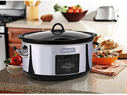 Crock-Pot 7 Quart Programmable Slow Cooker – Polished Platinum ap7rhh